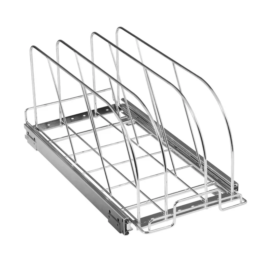 

Pan and Pot Rack Expandable Pull Out Under Cabinet Organizer Cookie Sheet Baking Pans tray Organization Adjustable Wire Divide
