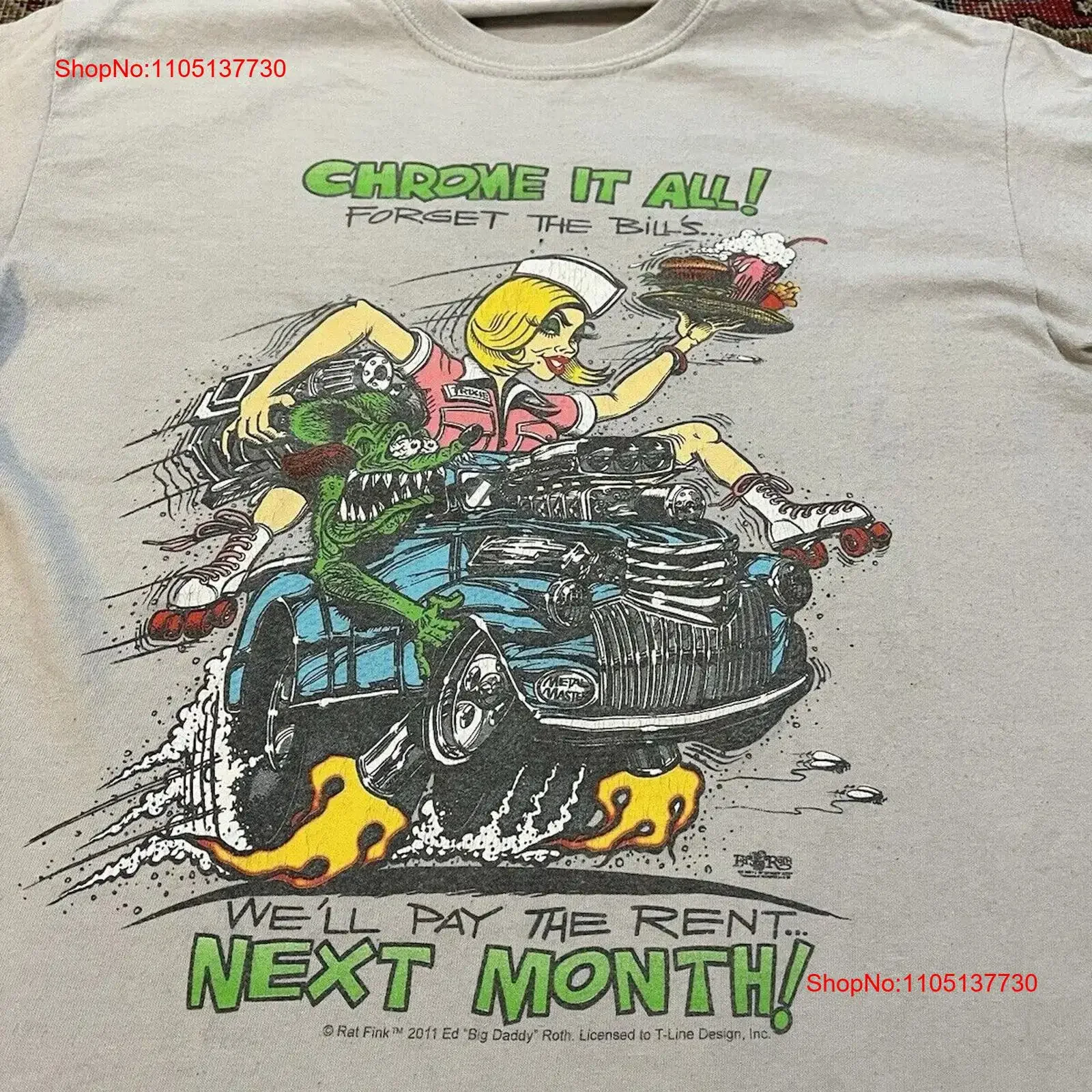 Vintage Ed Big Daddy Roth Rat Fink Men' Cotton S 5XL T Shirt ICE GRAY FN774 vintage Washed fashion Stretched Versatile Slightly