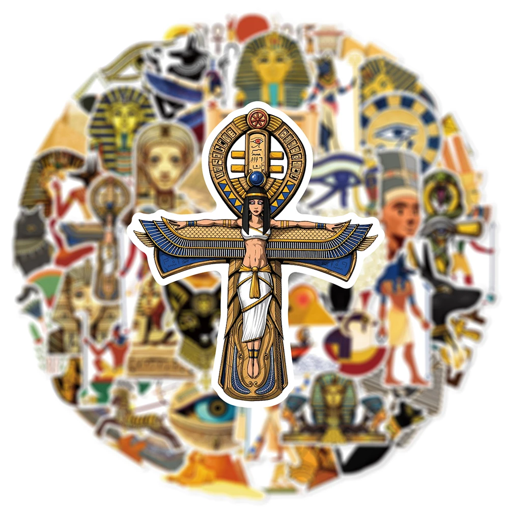 10/30/50pcs Ancient Egypt Retro Civilization Cartoon Stickers Cool Pharaoh Pyramid Decal Luggage Laptop Phone Decoration Sticker - Image 3