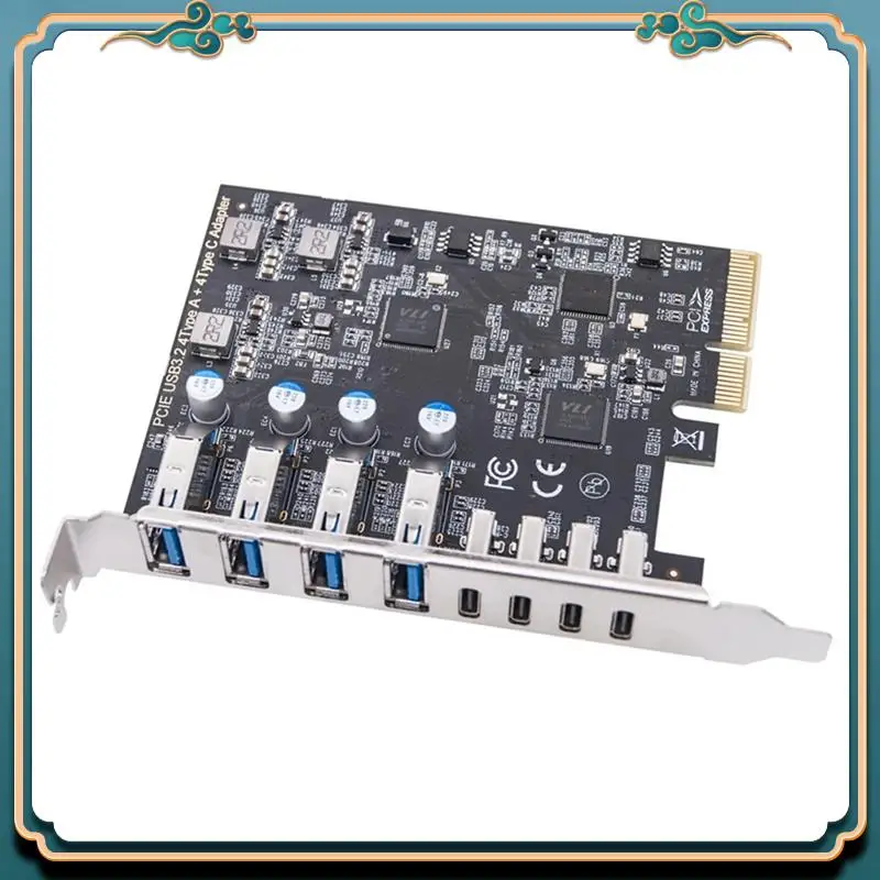 (Nuovo)-Scheda di espansione PCIE USB3.2 GEN2 da 10 Gbps PCI Express X4 a 4 porte TIPO A + 4 porte TIPO C Adattatore HUB USB per PC desktop