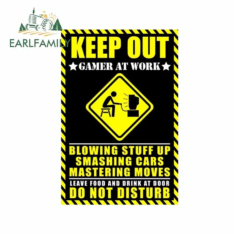 EARLFAMILY 13cm x 9cm For Gamer At Work Poster Car Bumper Stickers Vinyl Car Wrap Decal Windshield Waterproof Decoration