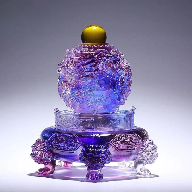 Dragon mascot, high-end glazed handicrafts, auspicious dragon cornucopia, ornament opening gift, office leader light luxury