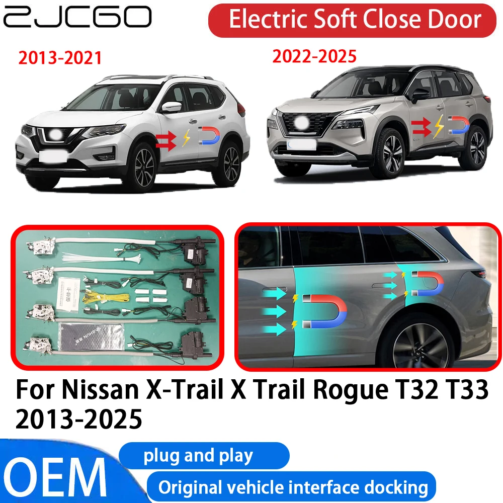 

ZJCGO for Nissan X-Trail X Trail Rogue T32 T33 2013-2025 Car Automatic Electric Soft Close Door Closer System OEM Plug and Play