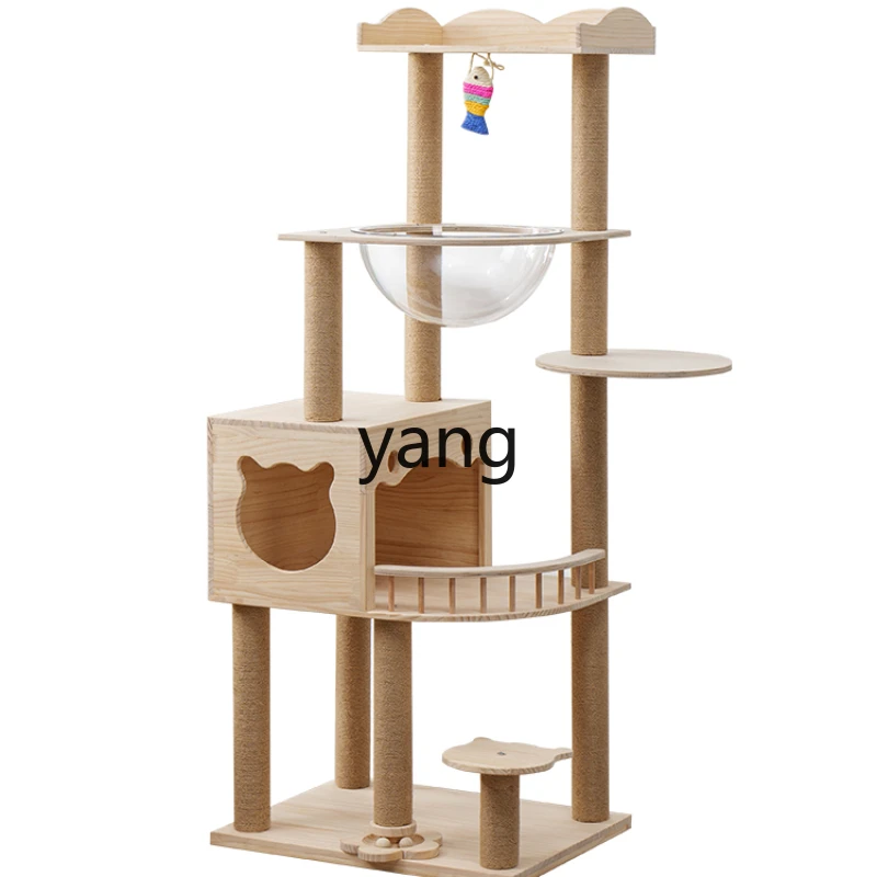 

Yjq Large Cat Climbing Frame Integrated Four Seasons Universal Solid Wood Cat Scratch Trees Scratch Board Pet Supplies