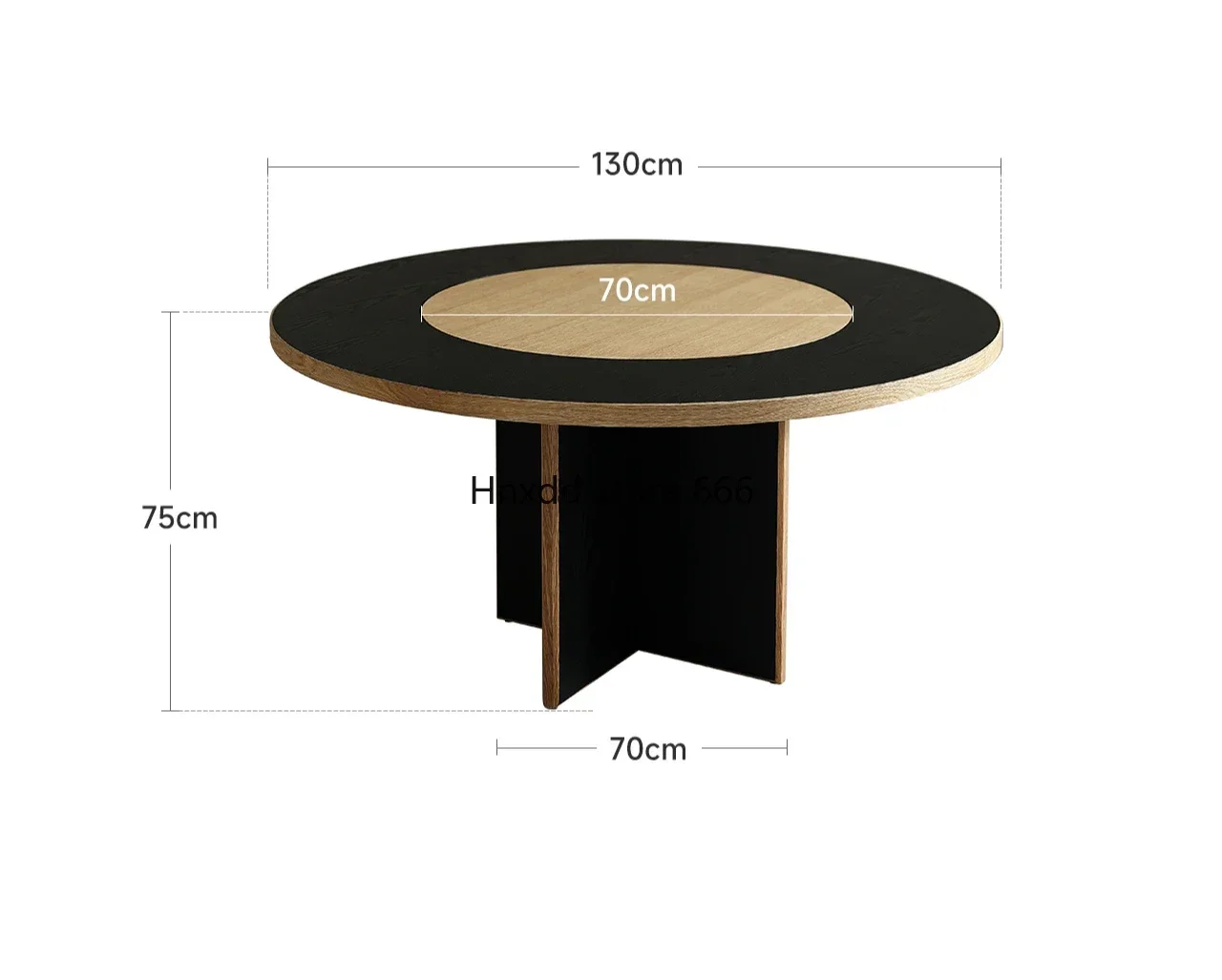 Medieval round table rotating plate retro solid wood black 1.3 meters 5 with inlaid turntable round dining table