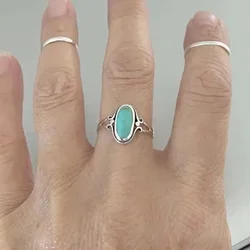 Classic Big Geometric Natural Stone Antique Silver Color Finger Ring for Women Men Party Wholesale Causal Jewelry