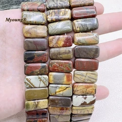 10.3x20MM 8Inchs Rectangle Shape Natural Picasso Jaspers Slice Space Beads For DIY Bracelet Jewelry Making MY230735