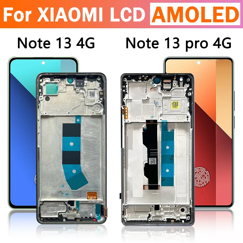 6.67“Screen For Xiaomi Redmi Note 13 4G 23129RAA4G Display Digital Touch Screen with Frame for Redmi Note 13 Pro 4G 23117RA68G