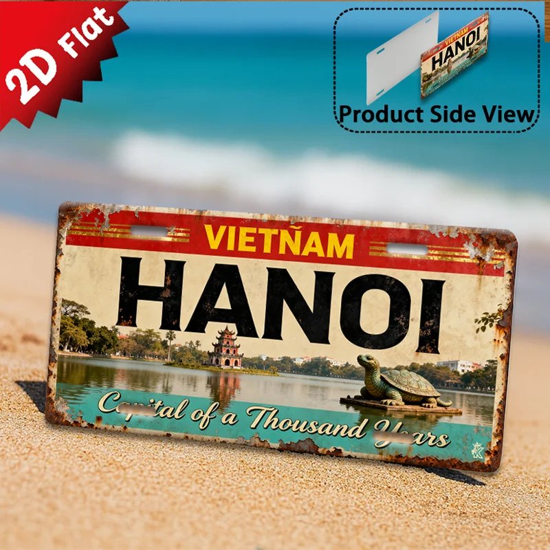 2D Flat  from Hanoi, Suitable for Outdoor Plaques And Wall Decor  Featuring a Vintage Design with a Historical Capital Theme