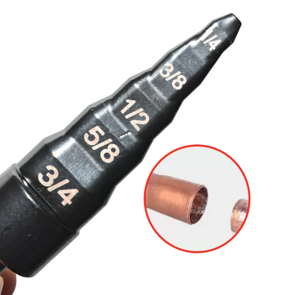 2PCS 5-in-1 HSS Straight Groove Step Drill Bit Copper Tube Expander Swaging Drill Bit Set HVAC Hand Repair Flaring Tools