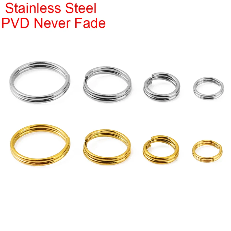 100pcs Stainless Steel Double Loop Jump Rings 4 5 6 8 mm PVD Never Fade Split Rings End Connectors For Jewelry Making Findings