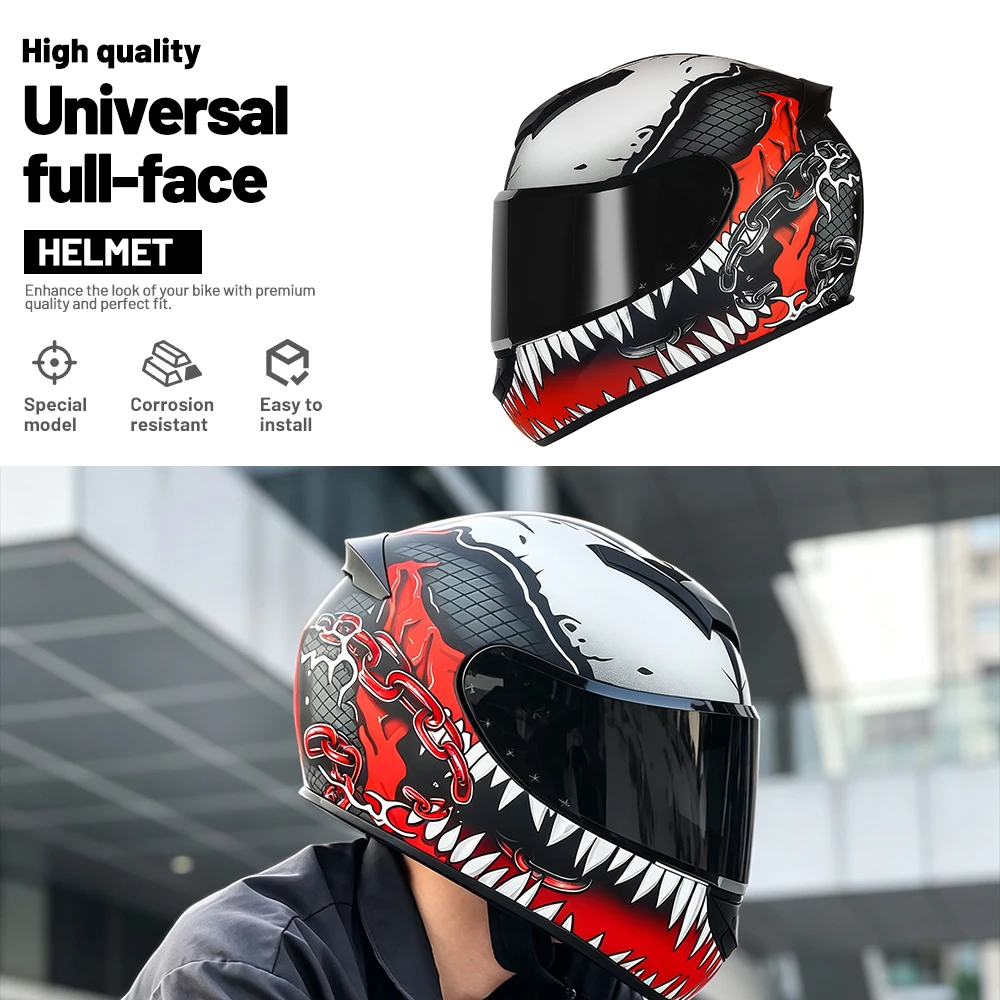 Motorcycle Full‑Face Safety Helmet Matte Black Contrast Line Design Built‑In Ventilation System Riding Protection Spare Parts