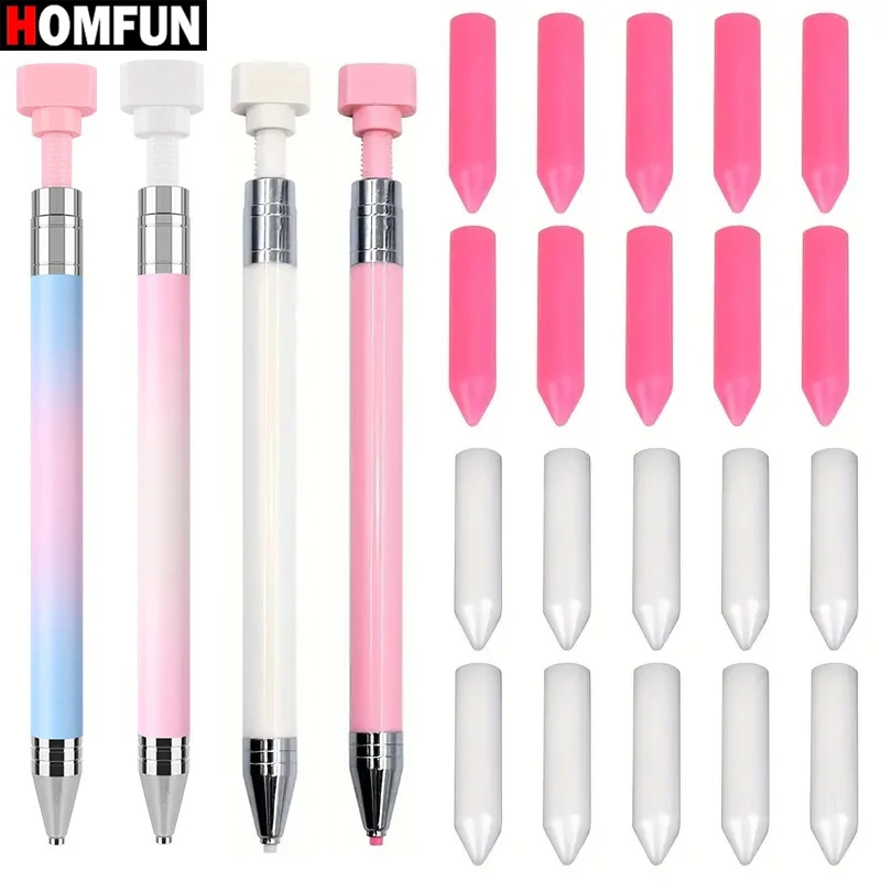 HOMFUN Juego de 11 piezas de herramientas de pintura de diamantes con 1 bolígrafo giratorio, 10 piezas de cera, kit de accesorios de arte de diamantes para taladros adhesivos