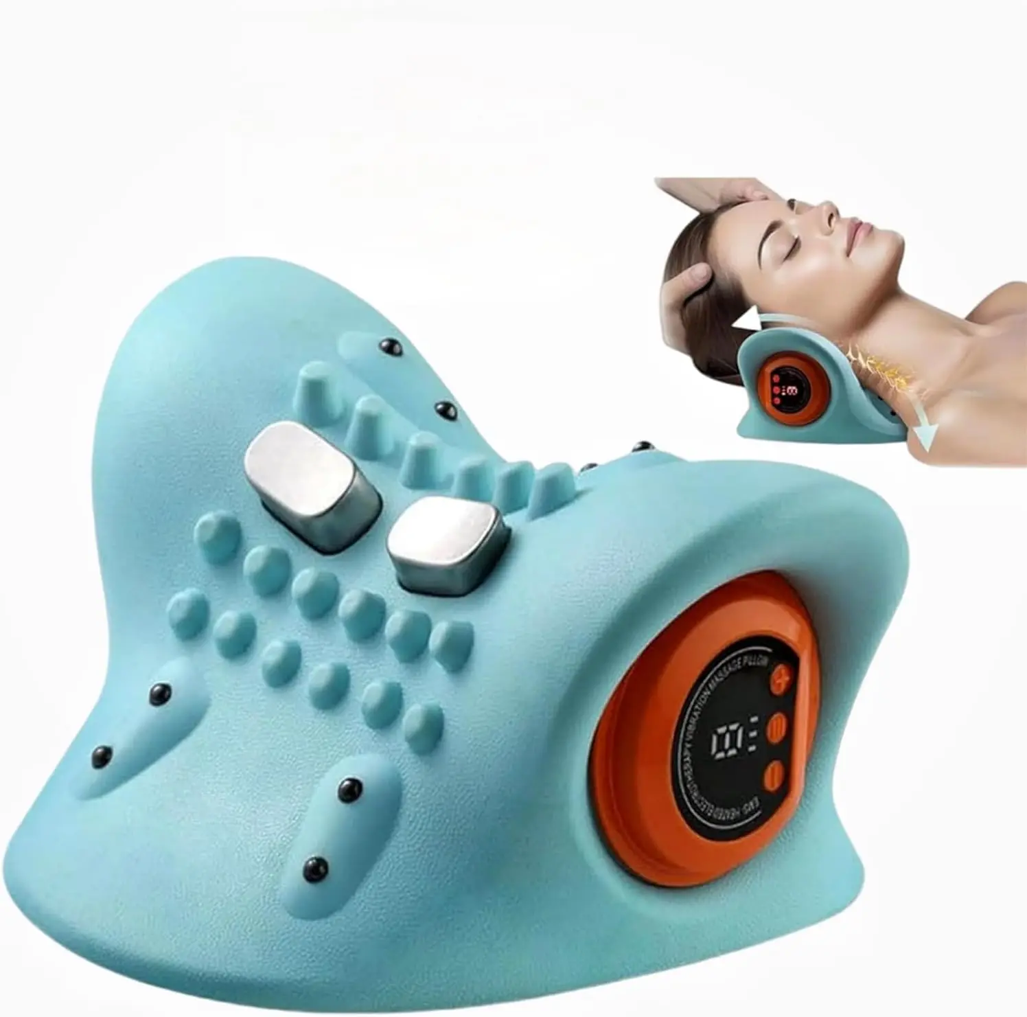 

Massager Electric 6 Levels Massage Intensity Heated Stretcher 4D Portable Massager Cervical Stretching Pillow Massage