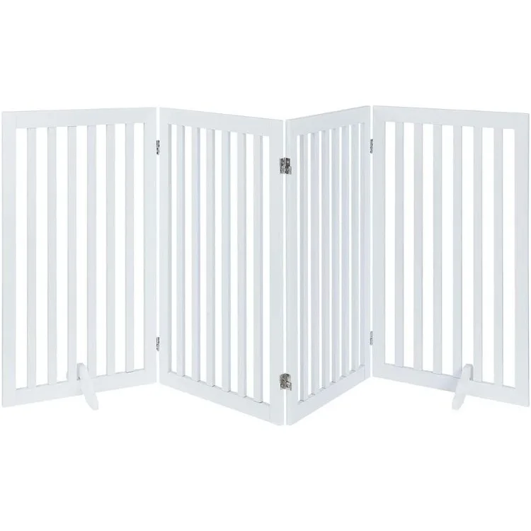 36”H Free Standing Pet Gate for Dog Cat Baby, Tall Wooden Dog Gates for Doorway, Stairs, Foldable Pet Fence for The House