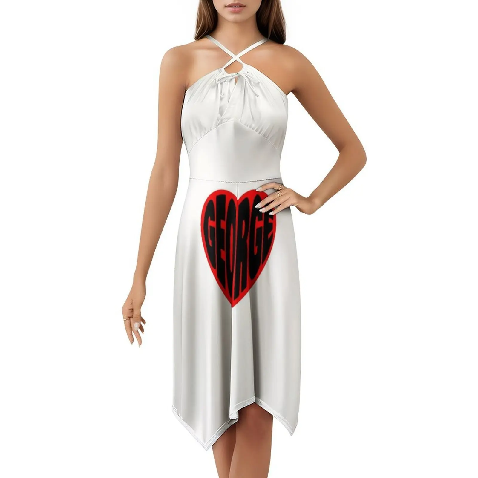 George In My Heart Preppy Style Mini Dress For Women A-Line Loose Fit Casual Day Dress Love Heart Boy Boyfriend George Women's