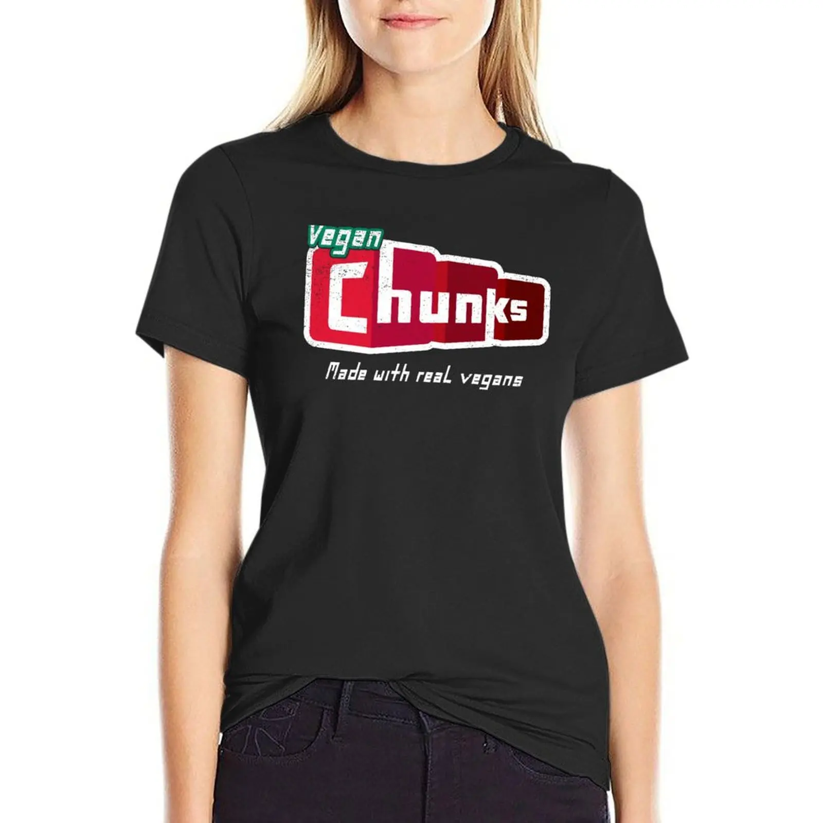 

Vegan Chunks Funny Gamer T-shirt tops graphics funny t shirts for Women