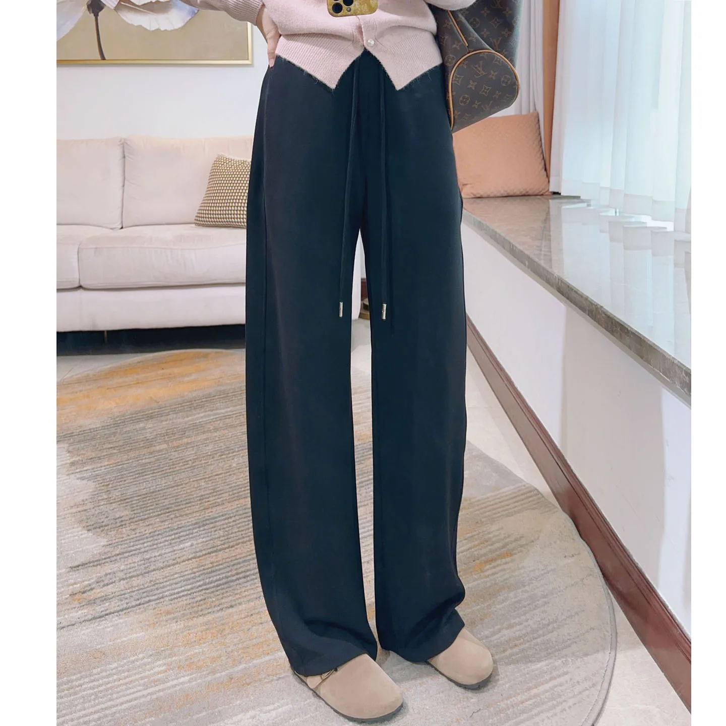 High Waist Straight Leg Lightweight Loose Casual Pants Women's Versatile Protein Quali Slimming Wide Leg Pants