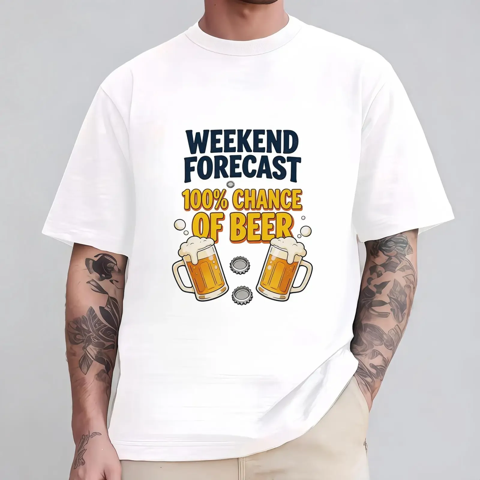 Weekend Forecast 100 Chance Of Beer Men T Shirt Funny Lover Casual Drinking For Dad Drinker vintage Washed homme Comfortable