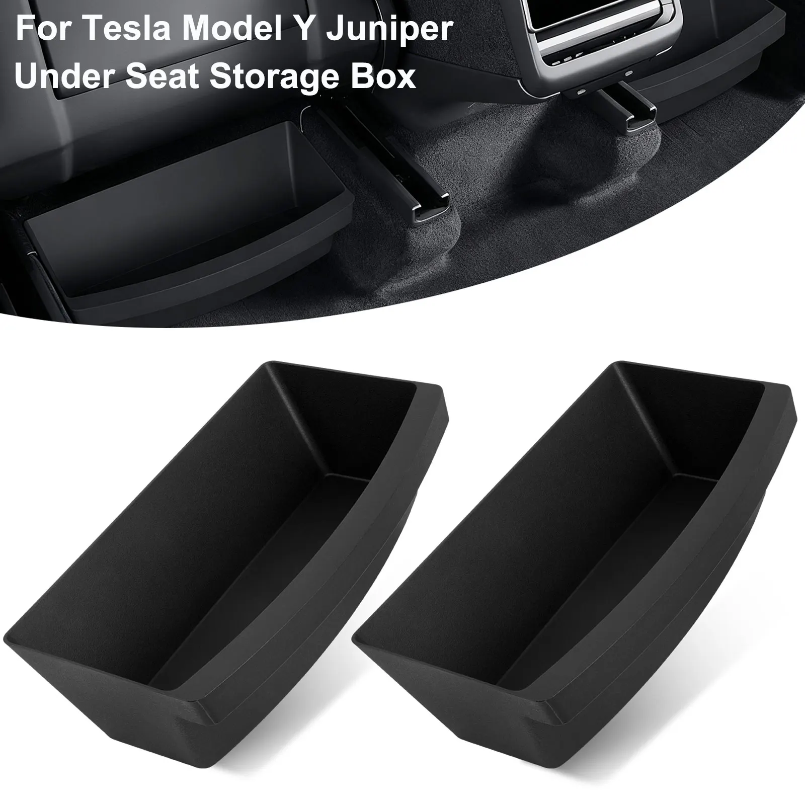 

For Tesla Model Y Juniper 2025 Under Seat Storage Box 2026 TPE Hidden Organizer Tray for Front Passenger Seat Car Parts