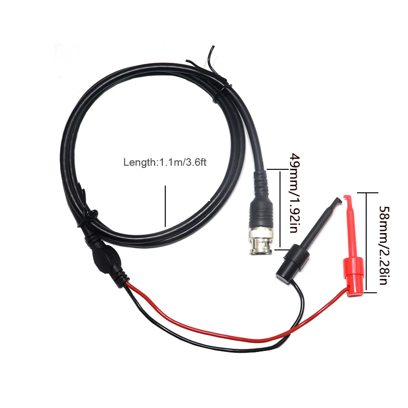 【1PCS】BNC Male Plug Q9 to Dual Testing Hook Clip Test Leads Probe Coaxial Cable Wire Line Oscilloscope Measure Instrument