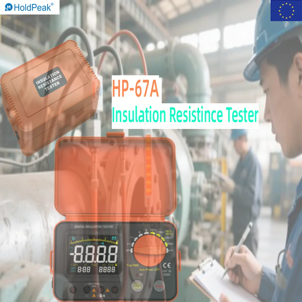 HP-67A/B/C Digital Insulation Resistance Tester 5000V 100GΩ, VA Color Screen Auto Range Megger Megohmmeter CE for EU Electrician