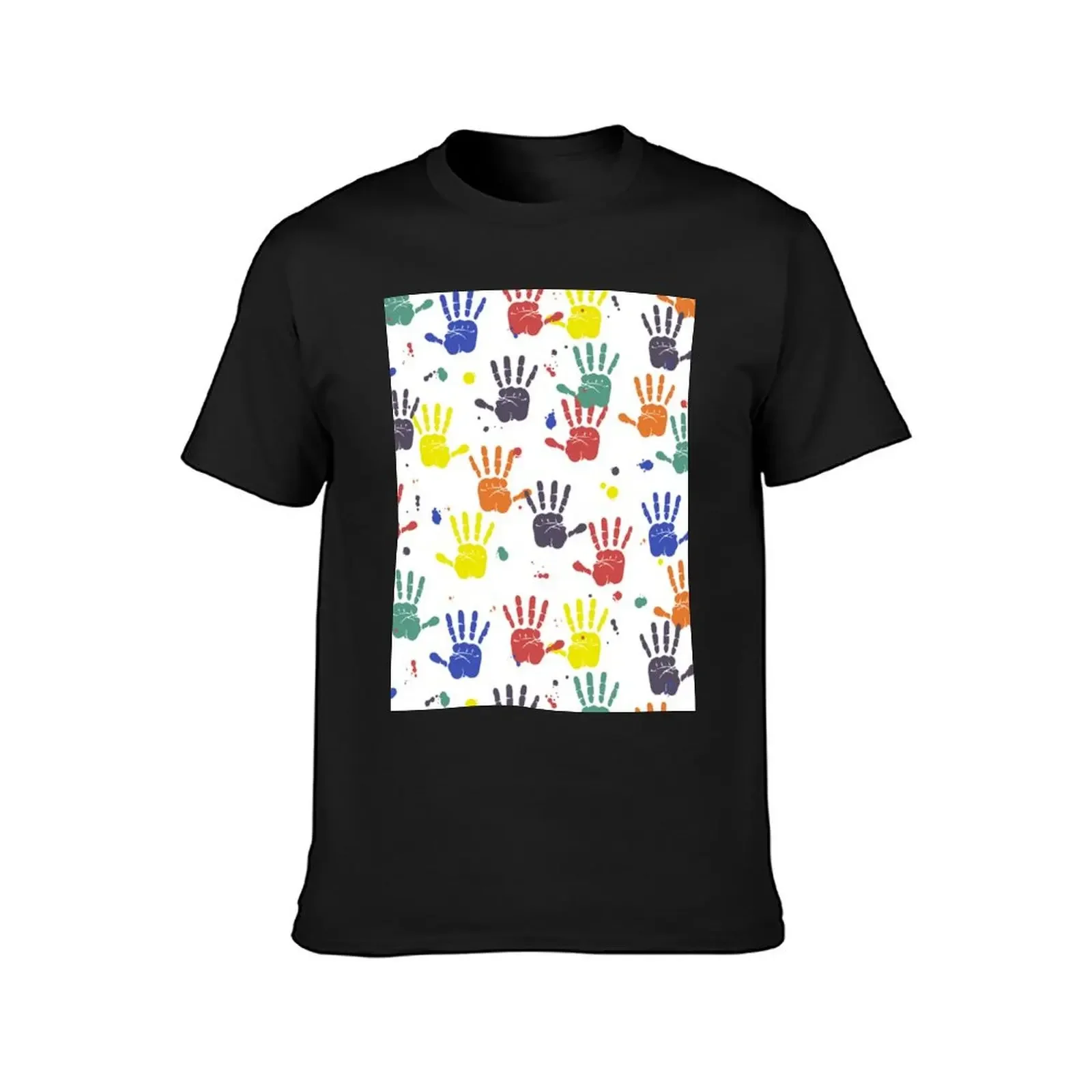 Dean's Fingerpaint Handprints With Drips T-Shirt blacks shirts graphic tee fitted t shirts for men