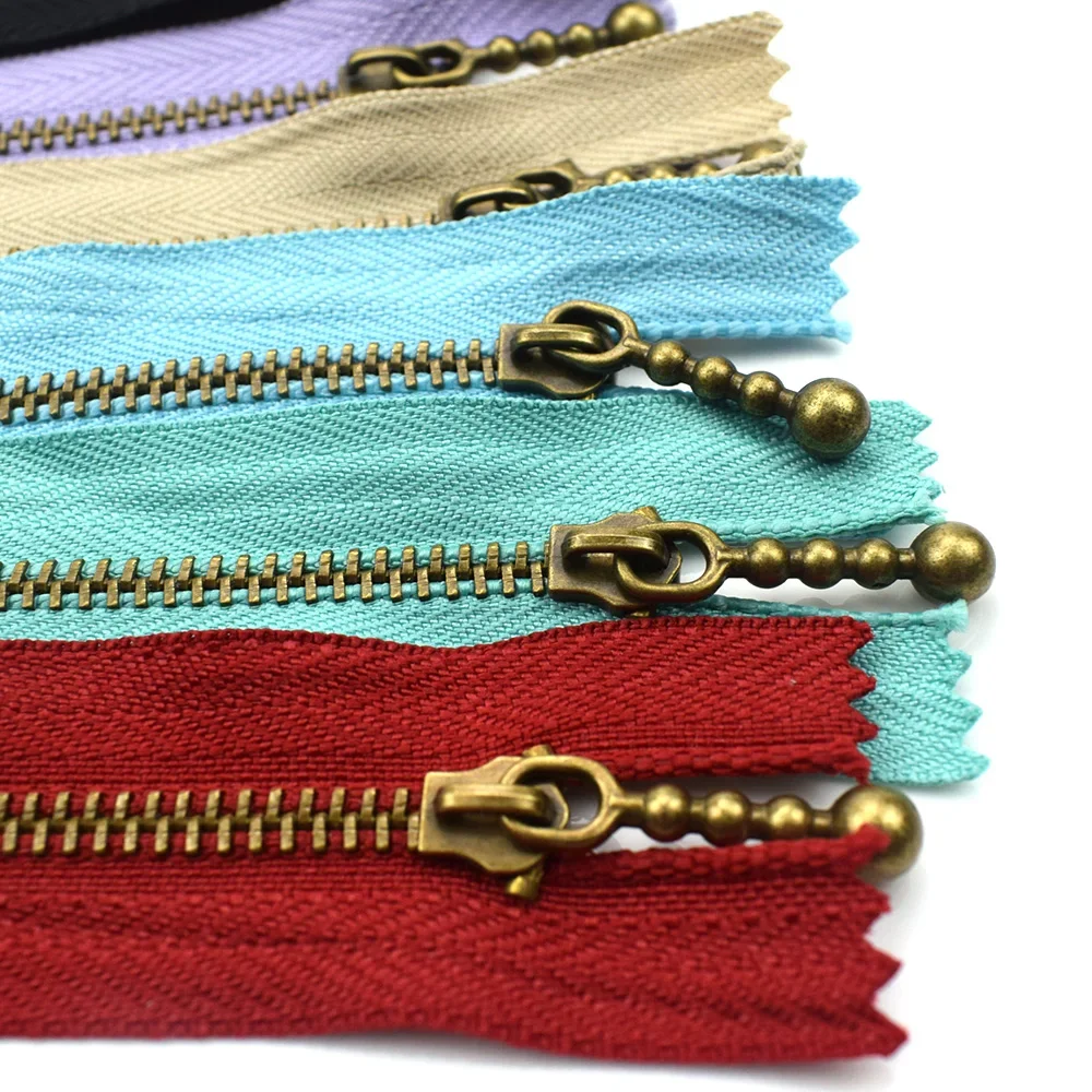 10PCS 20CM 15CM 3# Close-end Zip Bronze Metal Zippers for Bags DIY Sewing Bags Jeans Shoes Clothing Tailor Craft Acessories