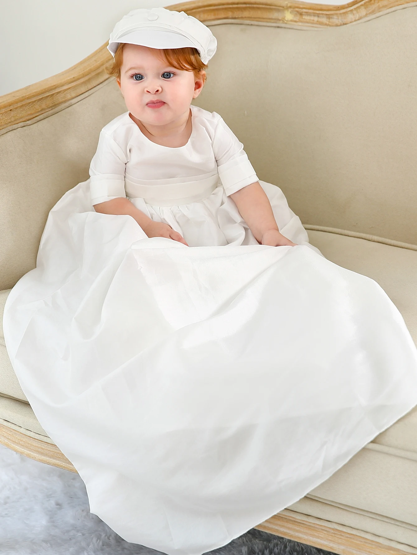 New Arrival Dress For Baby Baptism Dress Short Sleeve Satin Flower Girl Long Party Dress