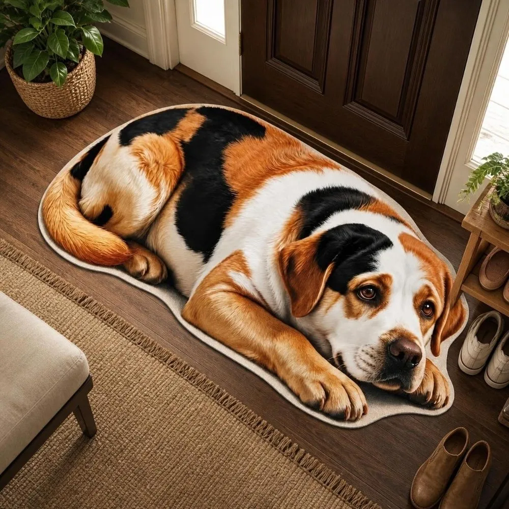 Fun Diatomite Dog Print Door Mat Lifelike Absorbent Animal Floor Rug Non-slip Stain-resistant Pet Doormat Hallway