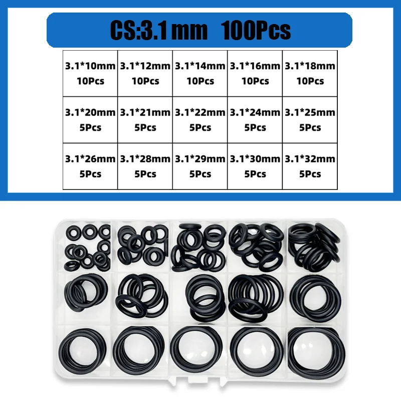 Insgesamt 3200 O-Ring CS1,0–3,1 mm Dichtungsscheibe, schwarzer NBR-O-Ring, Kfz-Reparatur, Sanitärdichtungen, ölbeständig, hohe Temperatur – Detail 19
