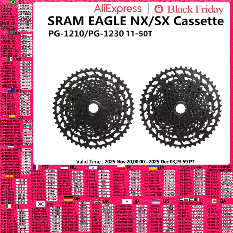 

SRAM EAGLE NX SX Кассета SX PG 1210 NX PG 1230 11-50T 12s Скорость MTB Велосипед Кассета Велосипед Freewheel 12-скоростной MTB Велосипед