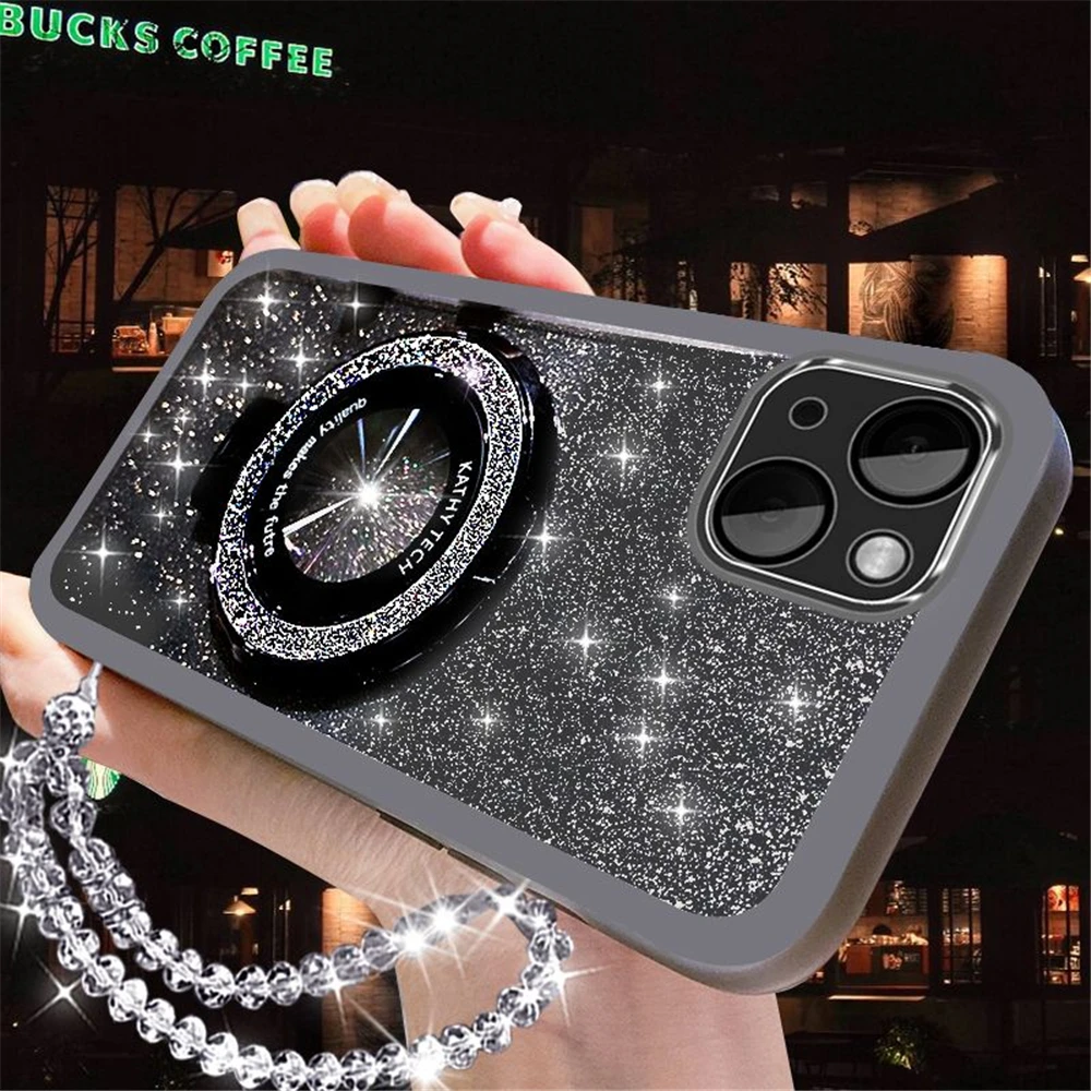 Glitter Crystal Bracelet Phone Holder Case For Samsung A56 A36 A26 A16 A06 A15 A25 A35 A55 A14 A24 A34 A54 A05S Bracket Cover