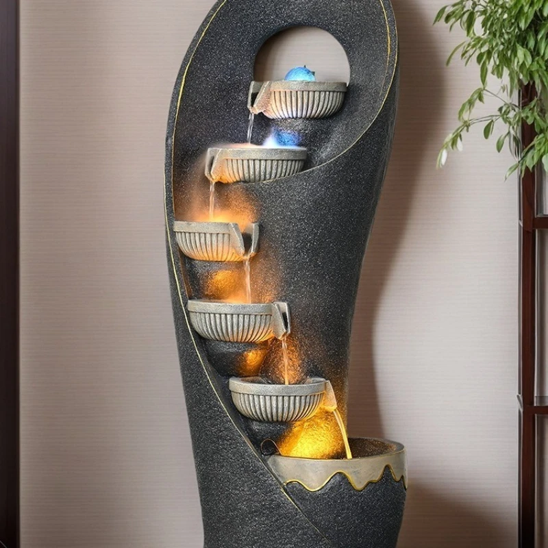 New Chinese-style flowing water ornament living room company courtyard circulating water decoration flowing water flower pot