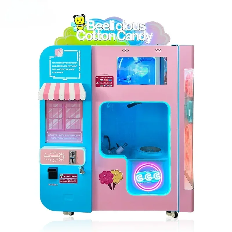 Customize Clean Outdoor Work Flower Party Automatic Cotton Candy Vending Hot Sale Marshmellow Making Machine for Kids