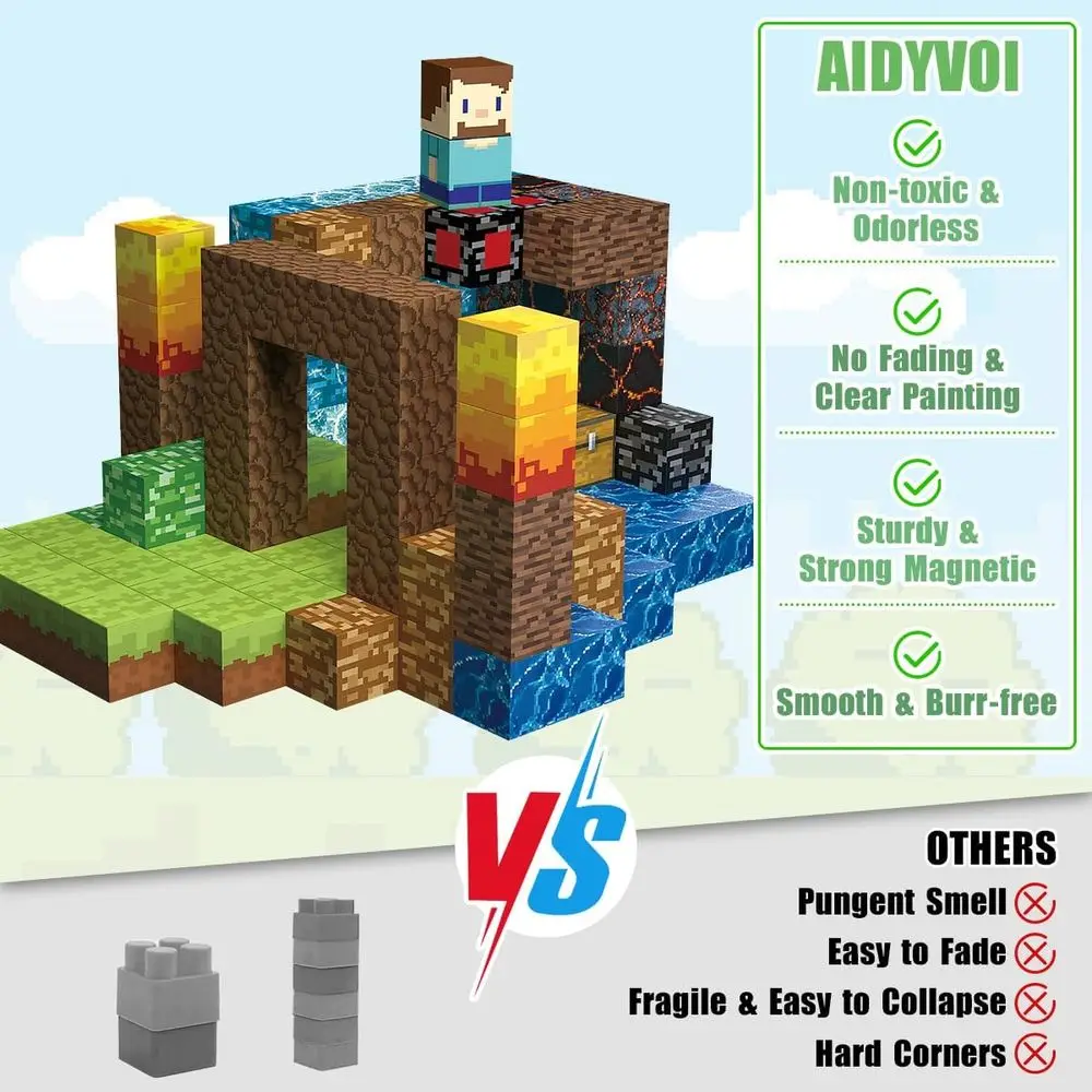 Zestaw magnetycznych klocków 3D dla dzieci od 3 lat, zabawki STEM do zabawy sensorycznej, idealne prezenty na Boże Narodzenie i urodziny