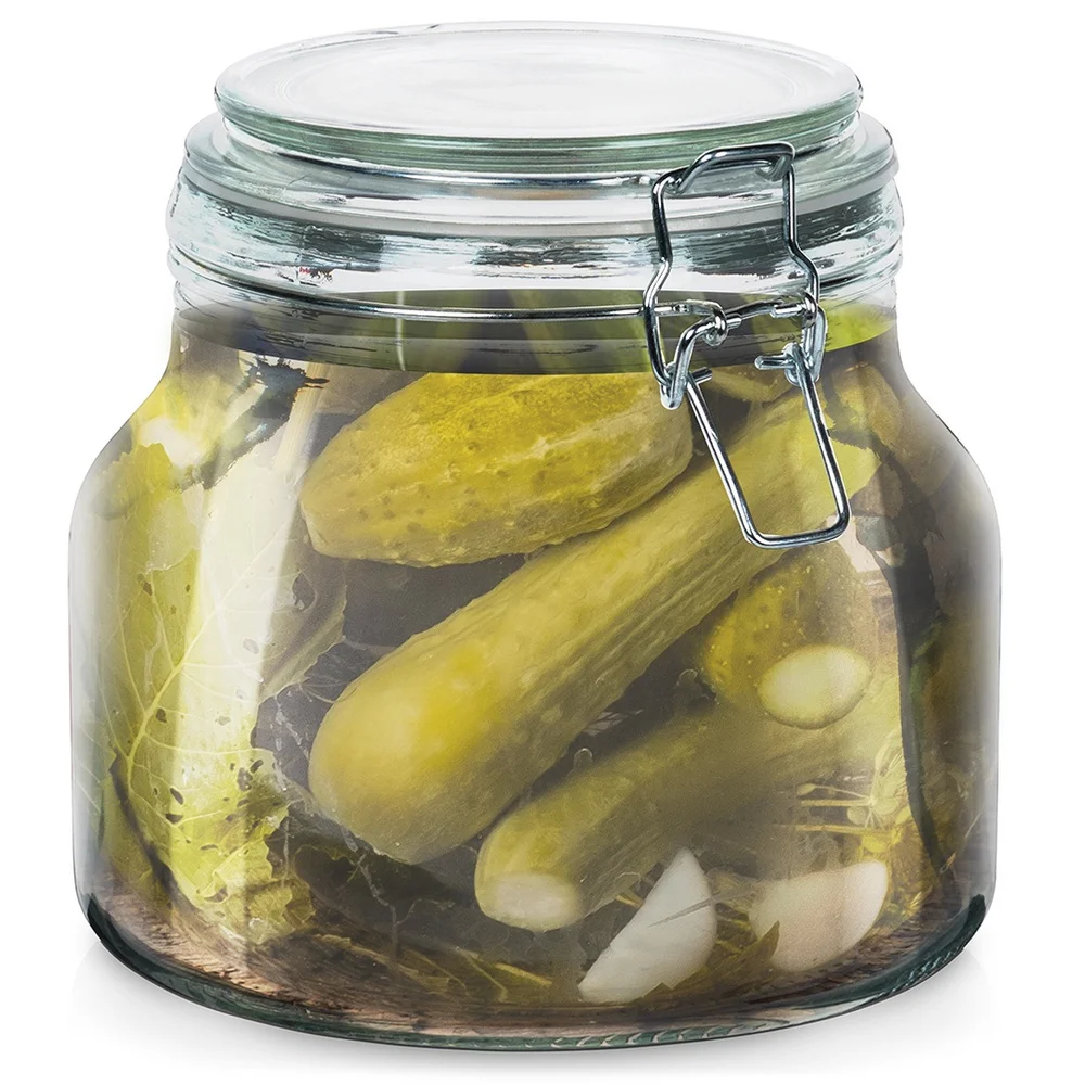 جرة تخزين الطعام مع مشبك زجاجي ، جرة براءة اختراع ، IRMA ، L #1