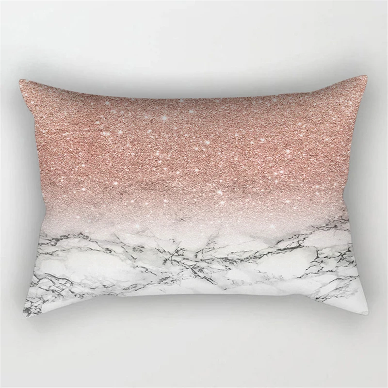 30x50CM Nordic Geometric Lumbar Pillows Case Rose Gold Pink Waist Cushion Cover Sofa Couch Decorative Throw Pillows Home Decor