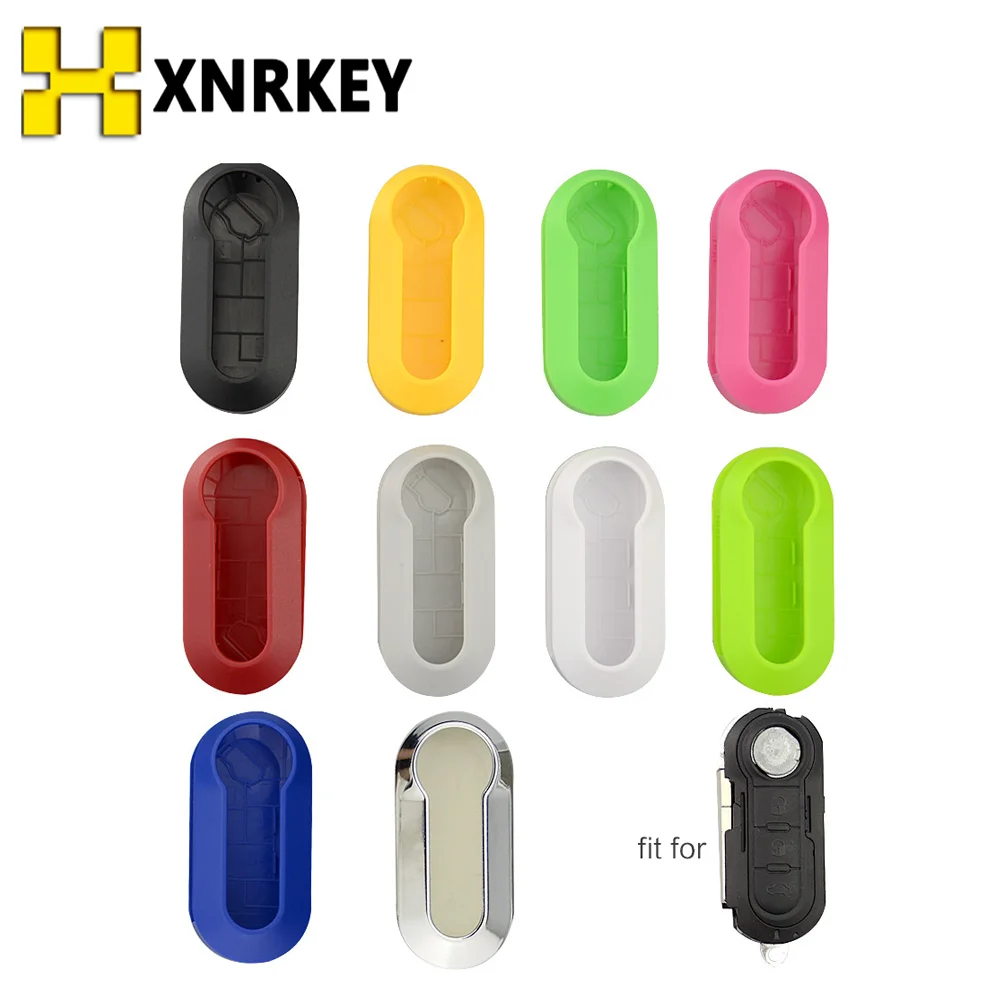 XNRKEY 3 Buttons Silica Remote Modified Flip Car Key Shell for Fiat 500 Panda Punto Bravo Cover Case