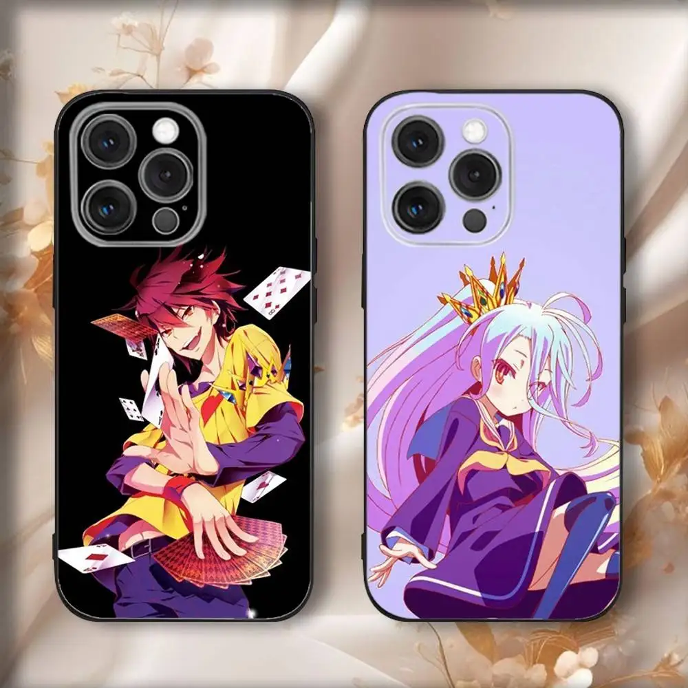 

N-No G-Games No Lifes Anime Phone Case For iPhone 17,16,15,14,13,12,11,Pro,Max,Plus,Air,X,XS,XR,SE,8,7,Mini,Soft Black Funda