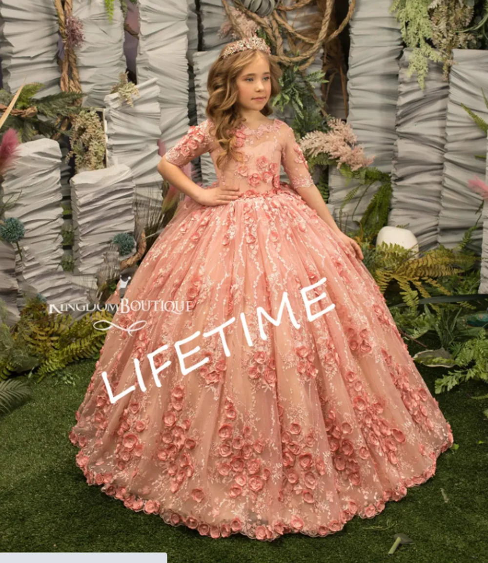 

Flower Girl Dress Princess Luscious Tulle Fluffy Skirt with Upon Layers of Horsehair Braid Trimmed Puffy Ball Gown