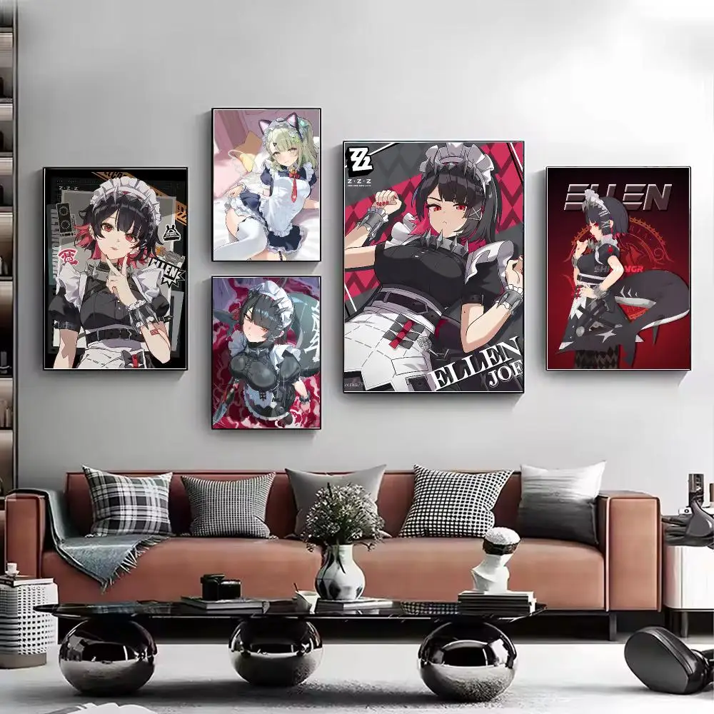 Anime game Zenless Zone Zero Ellen Joe Poster HD Wall Art Aesthetic Decor for Living Room Bedroom Office Stylish Gift