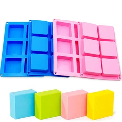 Square Soap Molds 6-Cavity Non-Stick Silicone Pan,Square Bar Molds,Silicone Moulds for Chocolate,Cupcake, Cornbread, Muffin,Soap