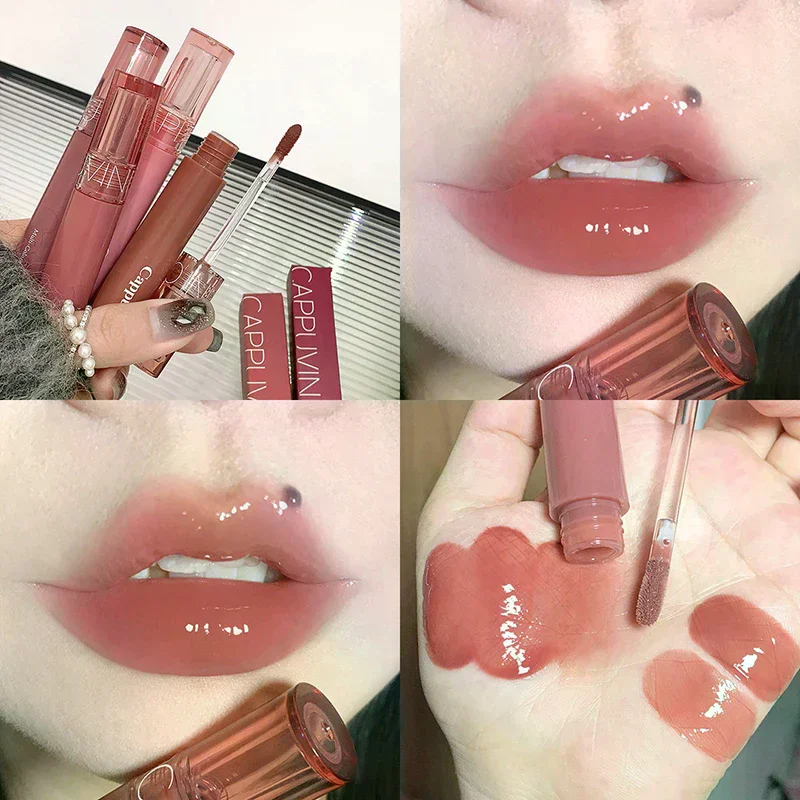 Mirror Water Gloss Lip Gloss Long Lasting Waterproof Moisturizing Jelly Lip Glaze Non-Sticky Lightweight High Pigment Student
