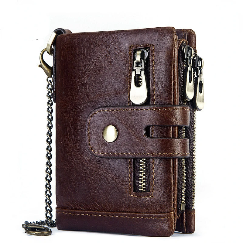 

Head Layer Cowhide RFID Anti-theft Brush Leather Three-fold Wallet Multi-card Wallet for Man Bank Card Holder luxury wallet