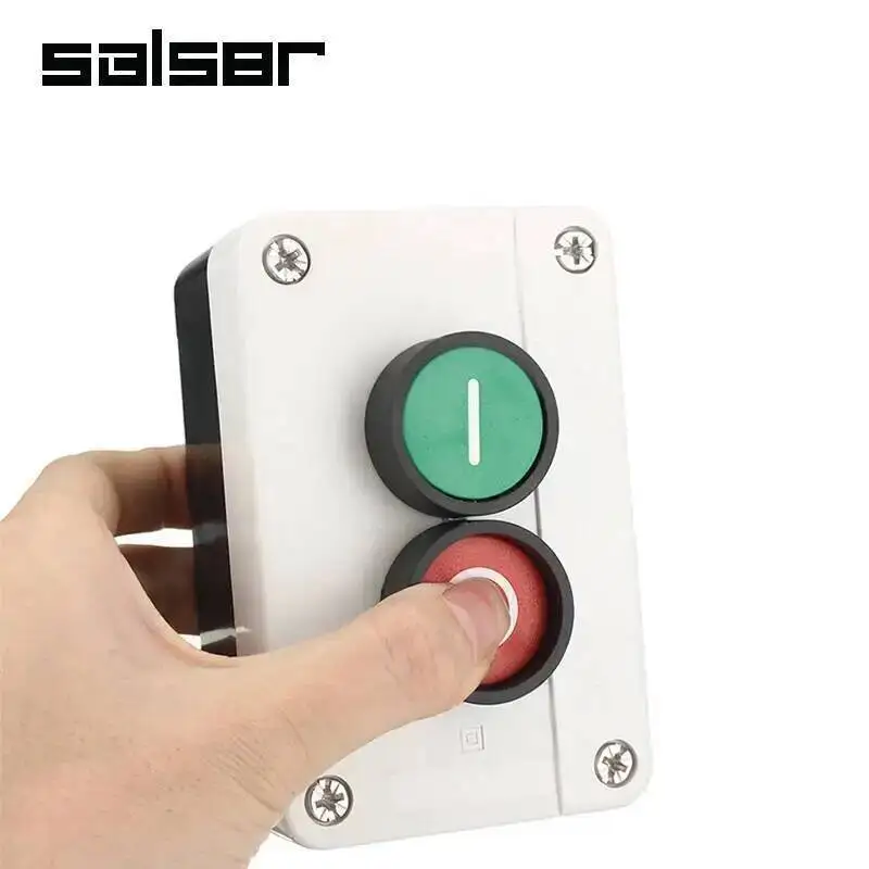 2P مفتاح بـزر دفع صندوق البعيد بدء إيقاف المحرك الملف اللولبي IP55 1NO 1NC الاتصال المجهزة غير الحفاظ على/لحظة
