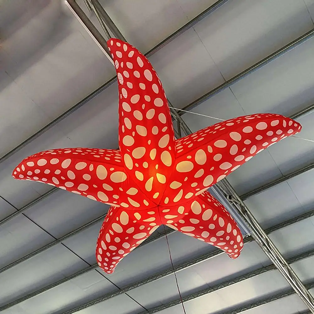 

Romantic Decorative Hanging Inflatable Starfish For Music Festival Stage Decoration With Colorful LED Lights