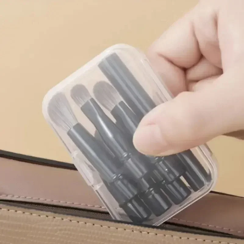 6Pcs Mini Travel Makeup Brushes Set with Box Portable Cosmetic Powder Foundation Blush Blending Concealer Make Up Brushes Set