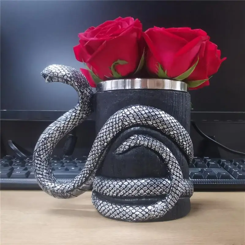 Portable Snake Coffee Mug 600ml Double Wall Beer Cup Cappuccino Cup Creative Tea Mugs For Hot Beverage Cappuccino Tea Latte Wine