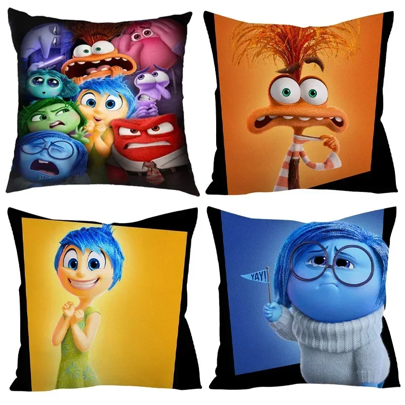 Disney Inside Out 2 Pillow Case Children Cartoon PillowCase Anxiety Sadness Joy Figure Cushion Cover Sofa Pillowslip Decoration